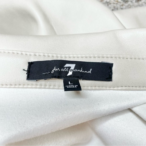 7 For All Mankind Beige Faux Leather Button Up Long Jacket Trench Coat Large - Picture 6 of 11